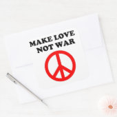 FRIEDENSZEICHEN "LIEBE NICHT KRIEG MACHEN" QUADRATISCHER AUFKLEBER (Umschlag)