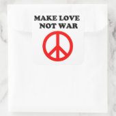 FRIEDENSZEICHEN "LIEBE NICHT KRIEG MACHEN" QUADRATISCHER AUFKLEBER (Tasche)