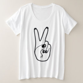 Friedenszeichen Links Hand Schwarz-Weiß-Bewegung Große Größe T-Shirt