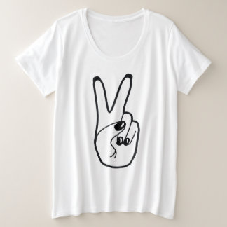 Friedenszeichen Links Hand Schwarz-Weiß-Bewegung Große Größe T-Shirt