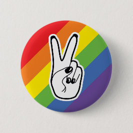 Friedenszeichen Links mit Rainbow LGBTQ Stolz Alli Button