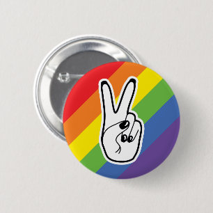 Friedenszeichen Links mit Rainbow LGBTQ Stolz Alli Button