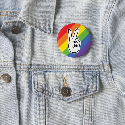 Friedenszeichen Links mit Rainbow LGBTQ Stolz Alli Button (Beispiel)