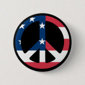 Friedenszeichen mit amerikanischer Flagge Button (Vorderseite)
