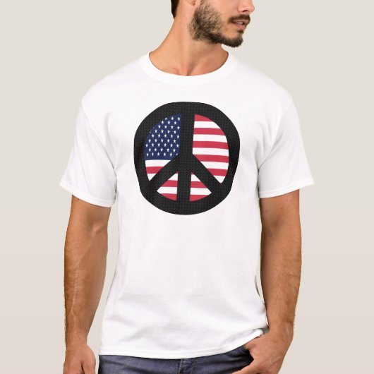 Friedenszeichen mit amerikanischer Flagge T-Shirt (Vorderseite)