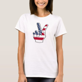Friedenszeichen mit amerikanischer Flagge T-Shirt