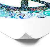 Friedenszeichen mit blauen Wellen Poster (Ecke)