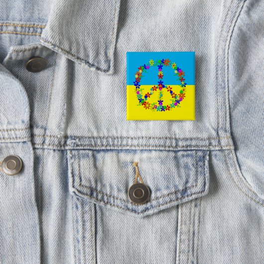 Friedenszeichen mit Blume, ukrainische Fahne Button (Beispiel)