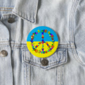 Friedenszeichen mit Blume, ukrainische Flagge Button (Beispiel)