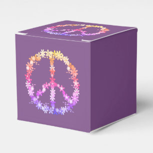 Friedenszeichen mit bunten Blume, Geschenkschachtel