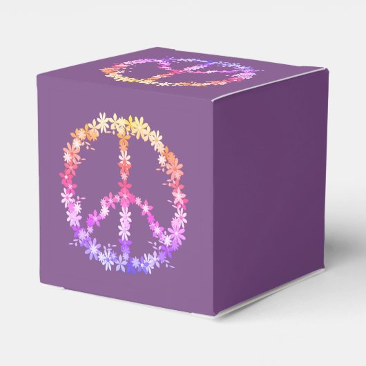 Friedenszeichen mit bunten Blume, Geschenkschachtel (Rückseite)