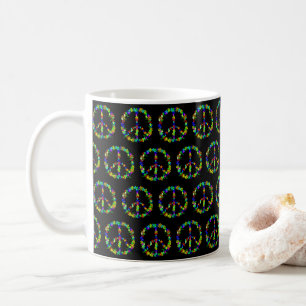 Friedenszeichen mit bunten Blume Kaffeetasse