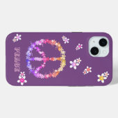 Friedenszeichen mit bunten Blume, Personalisiert Case-Mate iPhone Hülle (Rückseite (Horizontal))