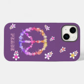 Friedenszeichen mit bunten Blume, Personalisiert Case-Mate iPhone Hülle (Rückseite (Horizontal))