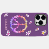 Friedenszeichen mit bunten Blume, Personalisiert Case-Mate iPhone Hülle (Rückseite (Horizontal))