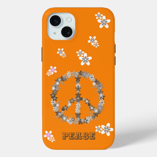 Friedenszeichen mit bunten Blume, Personalisiert Case-Mate iPhone Hülle (Rückseite)