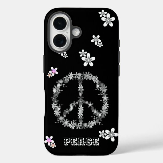 Friedenszeichen mit bunten Blume, Personalisiert Case-Mate iPhone Hülle (Rückseite)