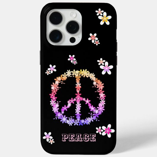 Friedenszeichen mit bunten Blume, Personalisiert Case-Mate iPhone Hülle (Rückseite)