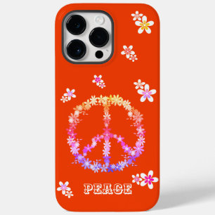 Friedenszeichen mit bunten Blume, Personalisierte Case-Mate iPhone 14 Pro Max Hülle