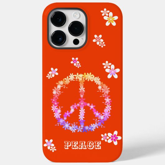 Friedenszeichen mit bunten Blume, Personalisierte Case-Mate iPhone Hülle (Rückseite)