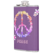 Friedenszeichen mit bunten Blume, Personalisierter Flachmann (Links)