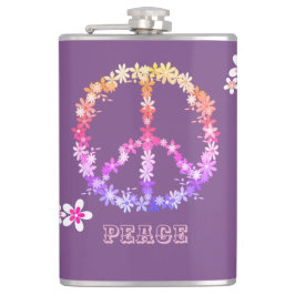 Friedenszeichen mit bunten Blume, Personalisierter Flachmann