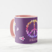 Friedenszeichen mit bunten Blume, Personalisierter Tasse (Vorderseite Links)