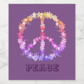 Friedenszeichen mit bunten Blume, Personalisierter Weinetikett (Einzelnes Label)