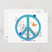 Friedenszeichen mit Regenbogenfarben Postkarte (Vorne/Hinten)