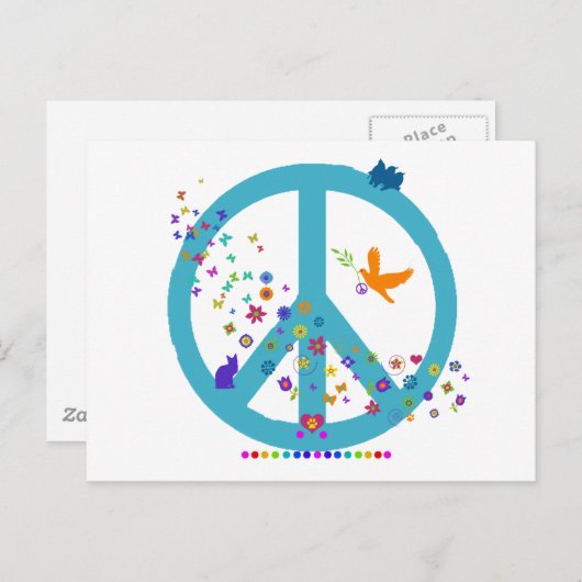 Friedenszeichen mit Regenbogenfarben Postkarte (Vorne/Hinten)