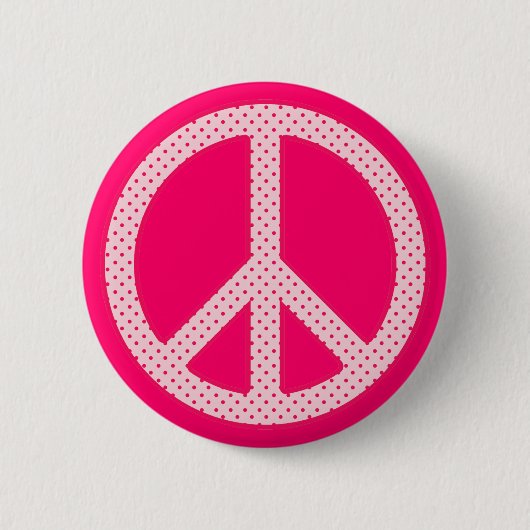 Friedenszeichen mit rosa Tupfenmuster Button (Vorderseite)