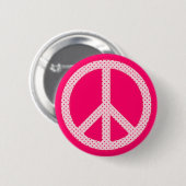 Friedenszeichen mit rosa Tupfenmuster Button (Vorne & Hinten)