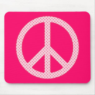 Friedenszeichen mit rosa Tupfenmuster Mousepad