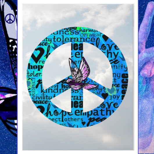 Friedenszeichen mit Taube glücklich Neues Jahr Postkarte