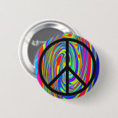Friedenszeichen mit Trippy gefärbter Krawatte Button (Vorne & Hinten)