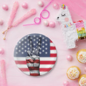 Friedenszeichen mit US-Flagge Pappteller (Party)