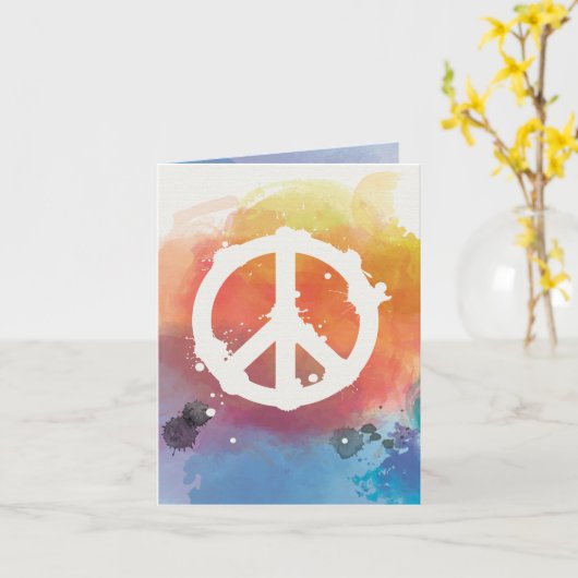 Friedenszeichen mit Wasserfarbe - klein Karte (Gelbe Blume)