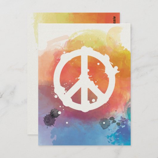 Friedenszeichen mit Wasserfarbe Postkarte (Vorne/Hinten)