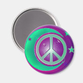 Friedenszeichen, Mond und 3 Sterne Magnet (Vorderseite/Rückseite)