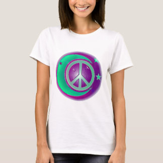 Friedenszeichen, Mond und 3 Sterne T-Shirt