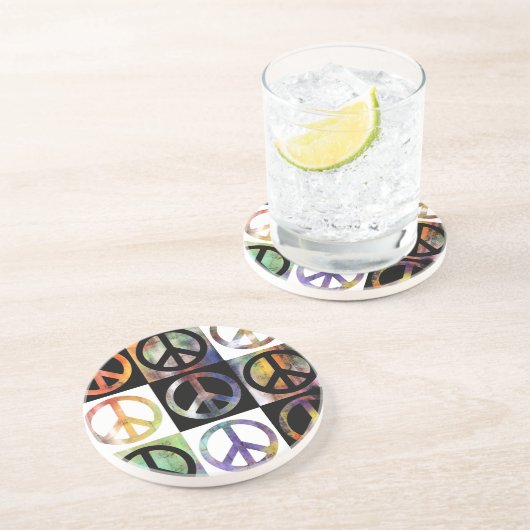 Friedenszeichen-Mosaik Getränkeuntersetzer (Seite)