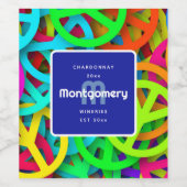 Friedenszeichen-Muster Groovy Sixties Wilhelm Tell Weinetikett (Einzelnes Label)