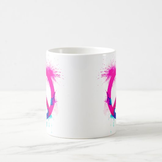 Friedenszeichen Neonfarben Groovy Spray Spritzer Kaffeetasse (Mittel)