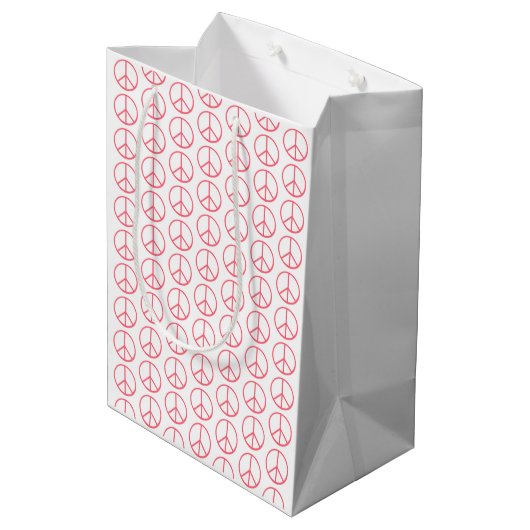 Friedenszeichen Orange Groovy Retro Spaß Mittlere Geschenktüte (Rückseite Schrägansicht)