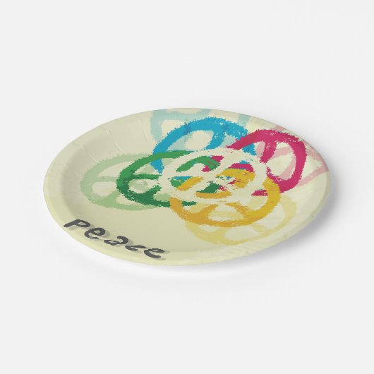 Friedenszeichen Pappteller (Schrägansicht)