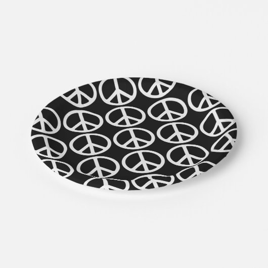 Friedenszeichen Pappteller (Schrägansicht)