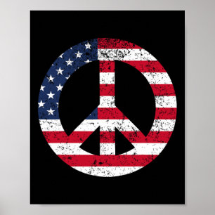 Friedenszeichen Patriotische USA-Flagge Frieden un Poster