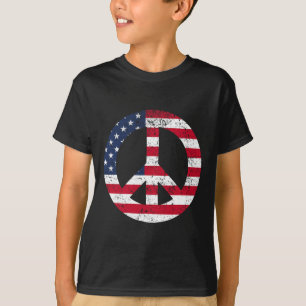 Friedenszeichen Patriotische USA-Flagge Frieden un T-Shirt