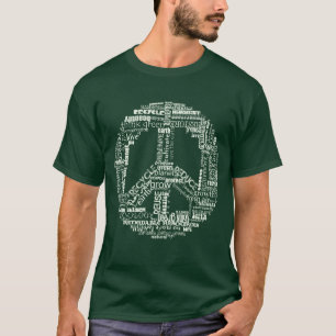 Friedenszeichen recyceln die weißen Wörter T-Shirt