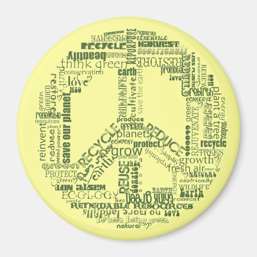 Friedenszeichen recycle grün magnet (Vorne)